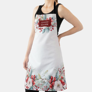 Delantal Lujoso invierno Berries Holiday Monograma Apron