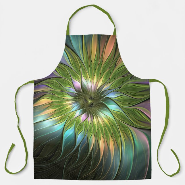 Delantal Luminoso colorido Fantasía Flor Fractal Art (Anverso)