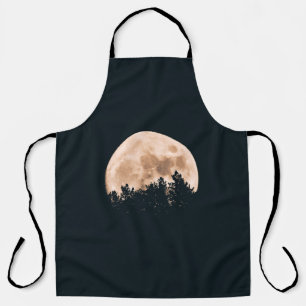 DELANTAL LUNA COMPLETA DETRÁS DE UN ÁRBOL SILHOUETTES