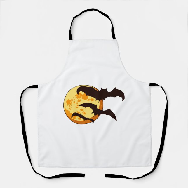 Delantal Luna de Halloween y Bats (Anverso)