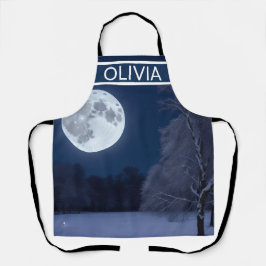 Delantal Luna llena en el Apron Navidad