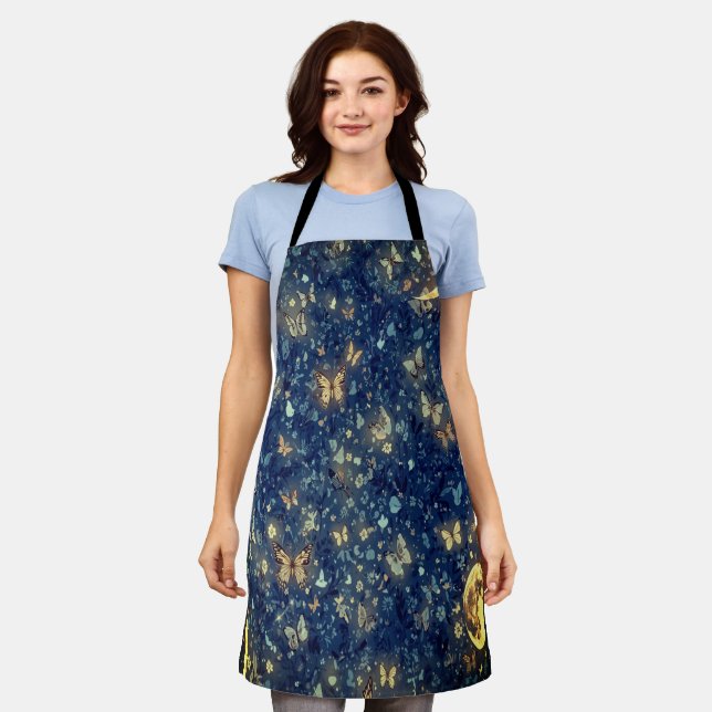 Delantal Lunar Glow Celestial Moon & Butterflies Cooking (Gastado)