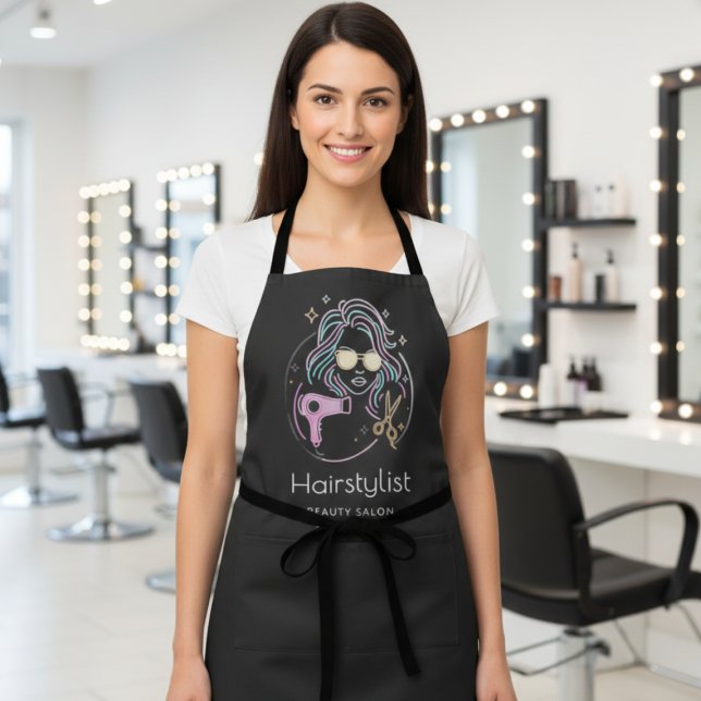 Delantal Luxury Hairstylist Beauty Salon Modern Black (Subido por el creador)