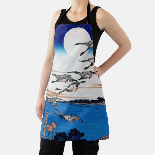 Delantal Luz de luna y ganso salvaje, Hiroshige, Ukiyo-e (in situ)