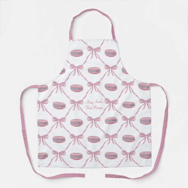 Delantal M Custom Pink Macarons Frilly Coquette Bow (Anverso)