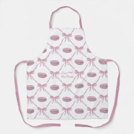 Delantal M Macarons Rosados Personalizados Lazo Coquette Fr