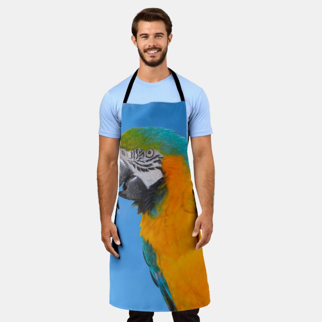 Delantal Macao azul y amarillo (Gastado)