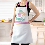 Delantal Macaron Turquoise Purple Naranja negrita Tipografí<br><div class="desc">Aquí hay una forma maravillosa de añadir a la diversión de la cocción, así como de seguir promocionando su negocio. Añada un poco más de brillo a sus aventuras culinarias cuando use este elegante, sofisticado, sencillo y moderno delantal. "Yo horco" en negrita turquesa suave y polvorienta, tipografía, 3 macarones de...</div>