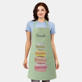 Delantal Macarones franceses de color acuático pintado a ma