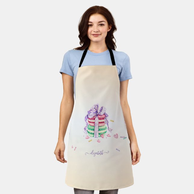 Delantal Macarons de acuarela Cool Trendy  (Gastado)