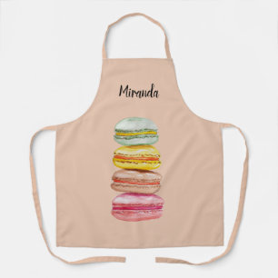 Delantal Macarons Franceses Acuarela Pintado a Mano
