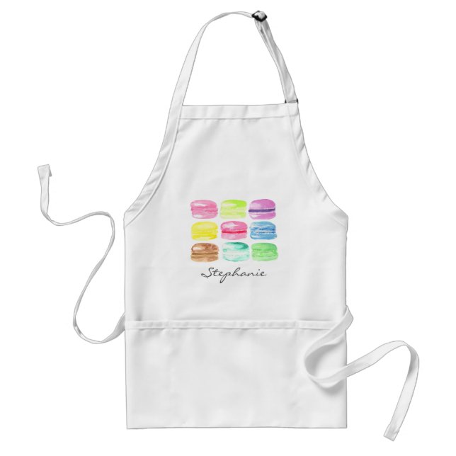 Delantal Macaroon Personalizado Acuarela Mono (Frente)
