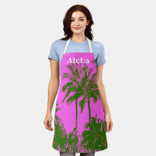 Delantal Macena Beach Hawaiian Sketchy Palms - Fuchsia