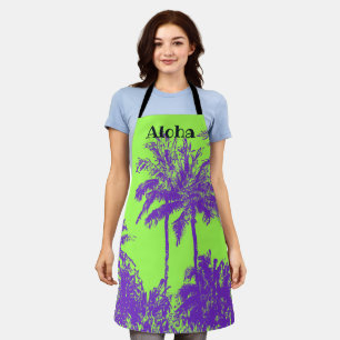 Delantal Macena Beach Hawaiian Sketchy Palms - Lime