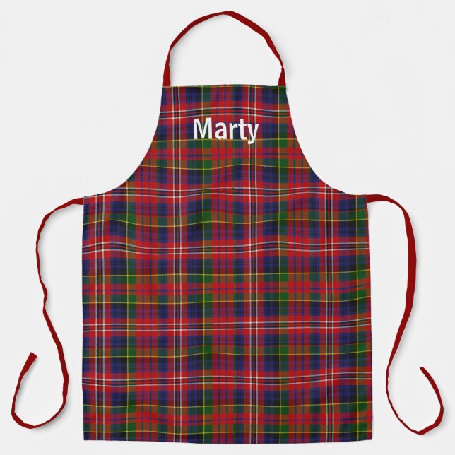 Delantal MacPherson Tartan Plaid Monogrammed (Anverso)