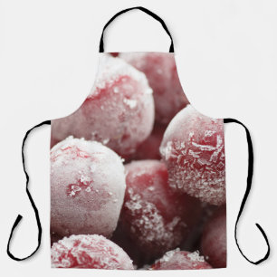 Delantal Macrocerezas congeladas, textura de cierre.