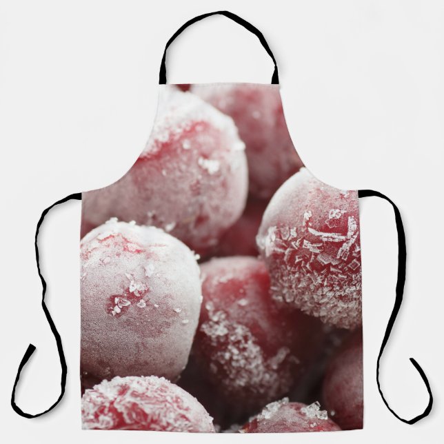 Delantal Macrocerezas congeladas, textura de cierre. (Anverso)