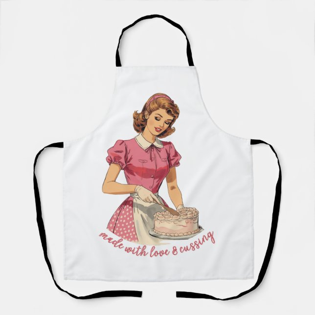 Delantal Made With Love and Cussing Housewife Illustration  (Anverso)