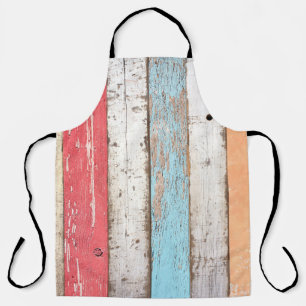 Delantal Madera Vintage: Textura Cruzada Multicolores.