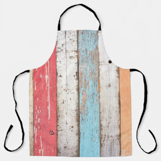 Delantal Madera Vintage: Textura Cruzada Multicolores.