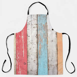 Delantal Madera Vintage: Textura Cruzada Multicolores.
