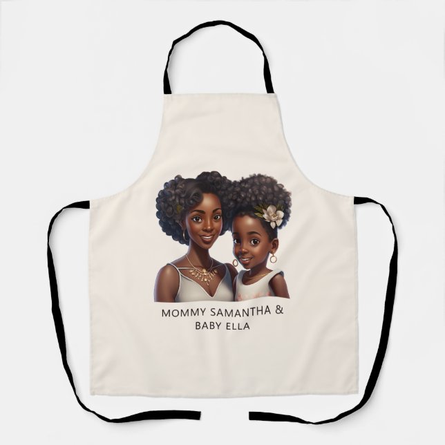 Delantal Madre y hija negras personalizadas (11) (Anverso)