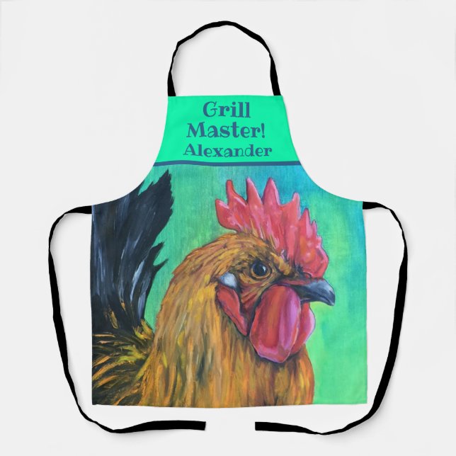 Delantal Maestro de asador de pollo personalizado (Anverso)