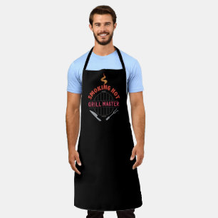Delantal Maestro de la Parrilla Negro BBQ Caliente Ahumado