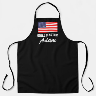 Delantal Maestro de parrillada negra de la bandera estadoun