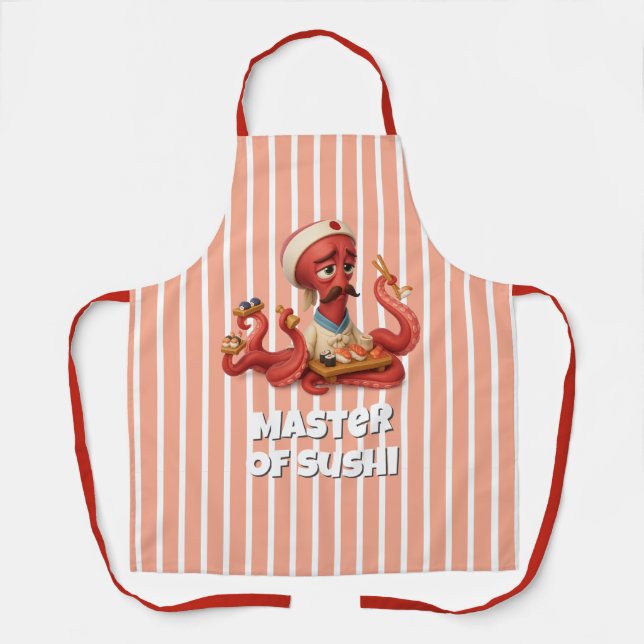 Delantal Maestro de Sushi - Funny Personalizado Octopus Che (Anverso)