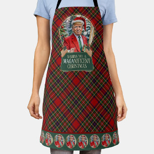 Delantal MAGA Navidades significativos MAGA Trump Tartán