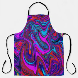 Delantal Magenta de mármol, arte abstracto azul y rojo