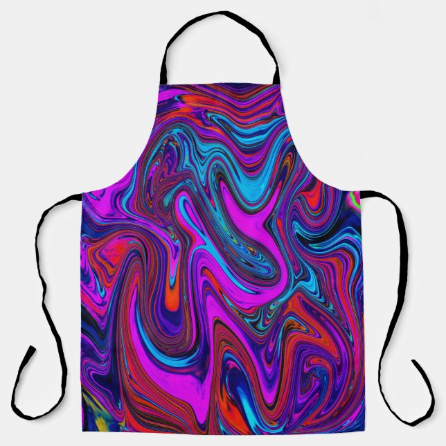 Delantal Magenta de mármol, arte abstracto azul y rojo (Anverso)