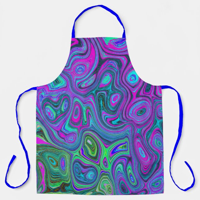 Delantal Magenta desangrada y Groovy verde limón Resumen de (Anverso)