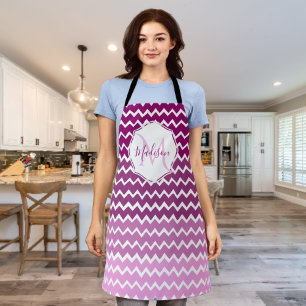 Delantal Magenta Ombre Chevron Personalizado Apron