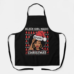 Delantal Magia de Chica Negra Feliz Navidad Afroamericana 