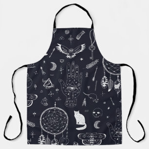 Delantal Magia de Halloween: Patrón de Doodle Vintage.