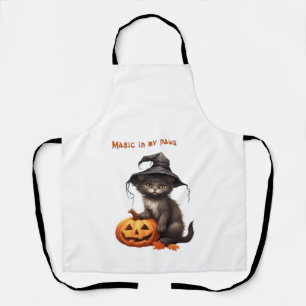 Delantal Magia en mis patas � Diseño de gato de Halloween C
