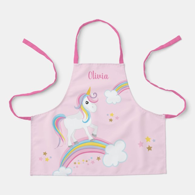 Delantal Magnífico arcoiris Unicornio Niños personalizados (Anverso)
