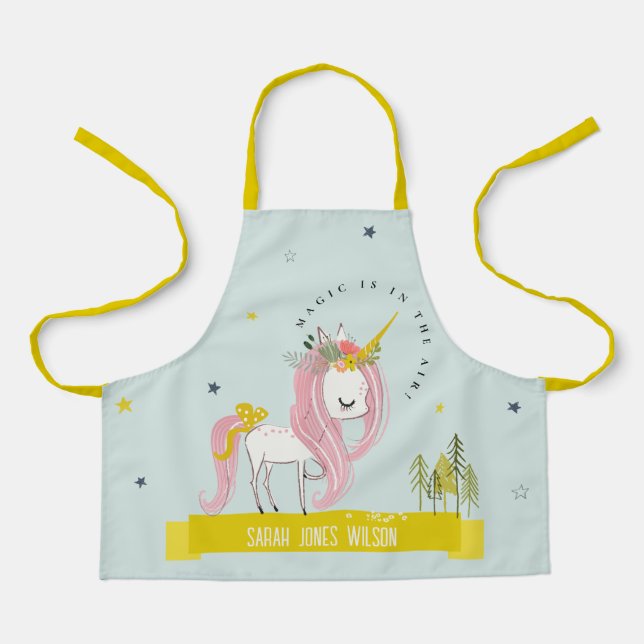 Delantal Magnífico Unicornio Pink Aqua Princess Kids (Anverso)