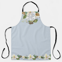 Delantal Magnolia acuarela Floral Polvoriento color azul mo