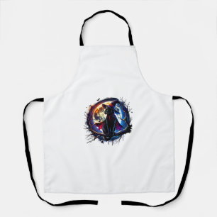 Delantal Mago místico de gato negro Halloween Spooky Gato c