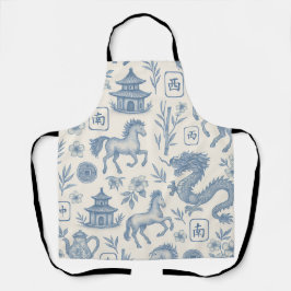 Delantal Mahjong Toile - Año del Caballo
