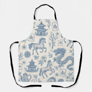 Delantal Mahjong Toile - Año del Caballo