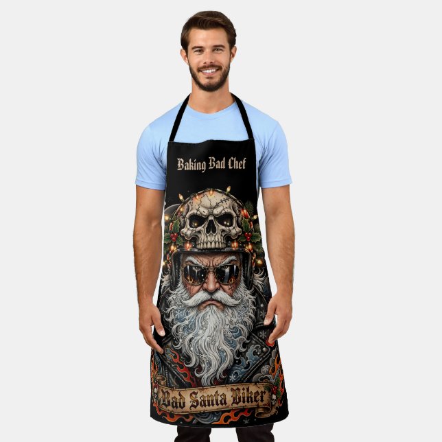 Delantal Mal Sr Claus Motero Horneando Mal Chef  (Gastado)