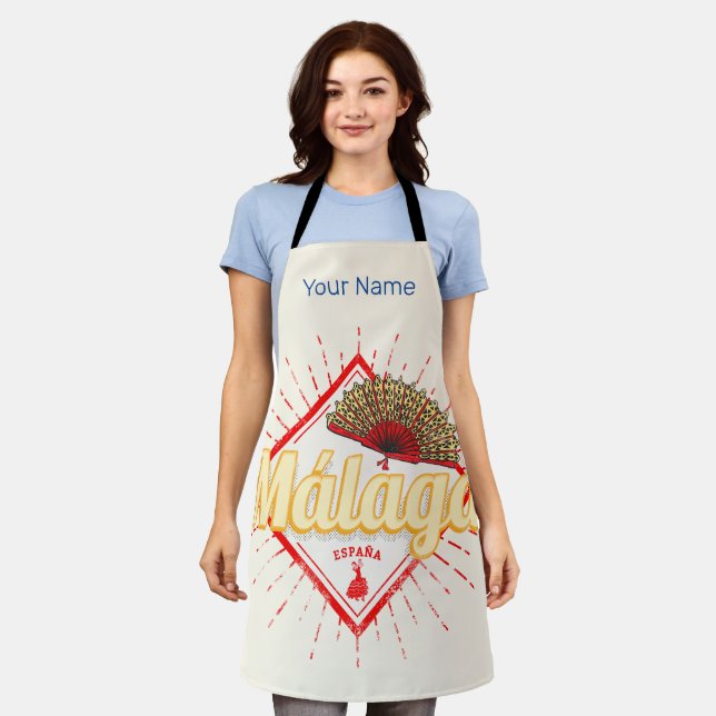 Delantal Málaga Andalucía España Retro Flamenco Vintage (Gastado)