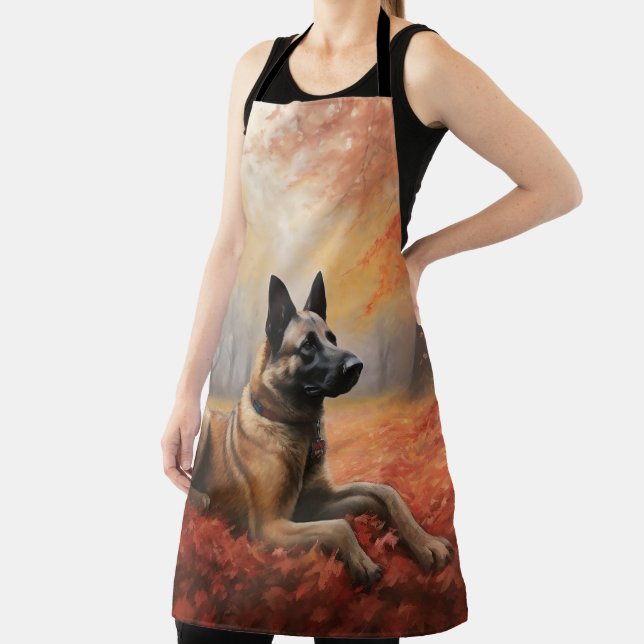 Delantal Malinoi belga en otoño se inspira (in situ)