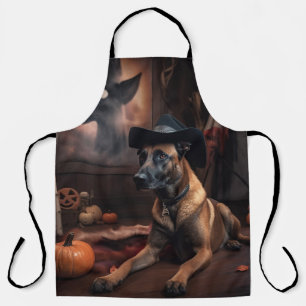 Delantal Malinois Belgas Calabazas Halloween Espeluznante