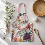 Delantal mamá acuarela floral rosa giratorio elegante edita<br><div class="desc">Moderno acuarela floral guión elegante editable nombre delantal diseño ondulado rosado. En tendencia floral,  follaje hermoso diseño botánico. Parte de una colección moderna. Día de la Madre perfecto para una mamá especial</div>
