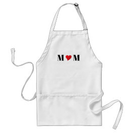 Delantal Mamá blanco negro corazón rojo moderno tipografía 